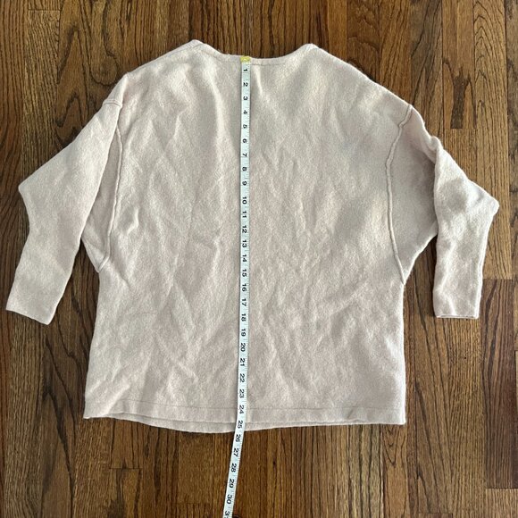 Free People Women's Wool-blend 3/4 sleeve V-Neck Blush Pink Sweater Large - Picture 6 of 7